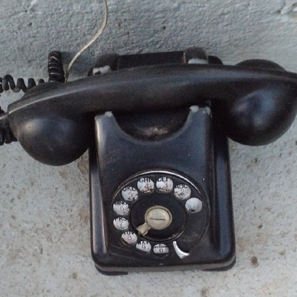 Antique Kellogg Black Rotary Dial Telephone - Picture 1 of 2